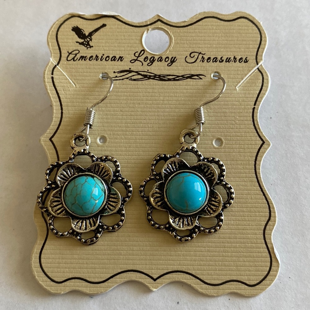 Turquoise and silver earrings